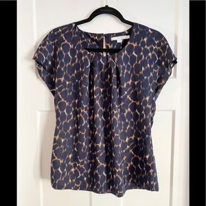 Boden Navy & Tan Short Sleeve Blouse Size 10
